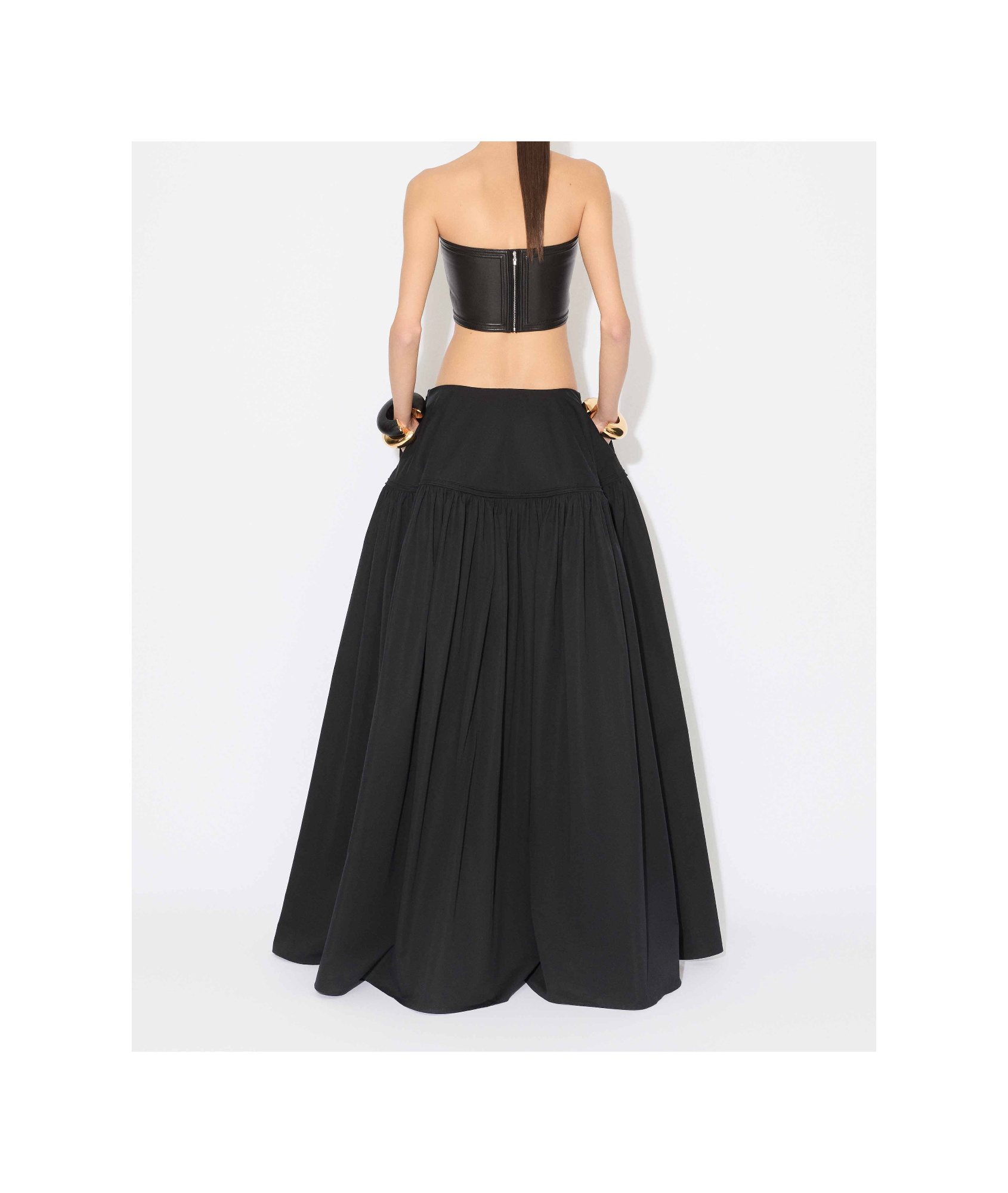 Alaïa Lambskin Leather Bustier Bandeau Top In Black