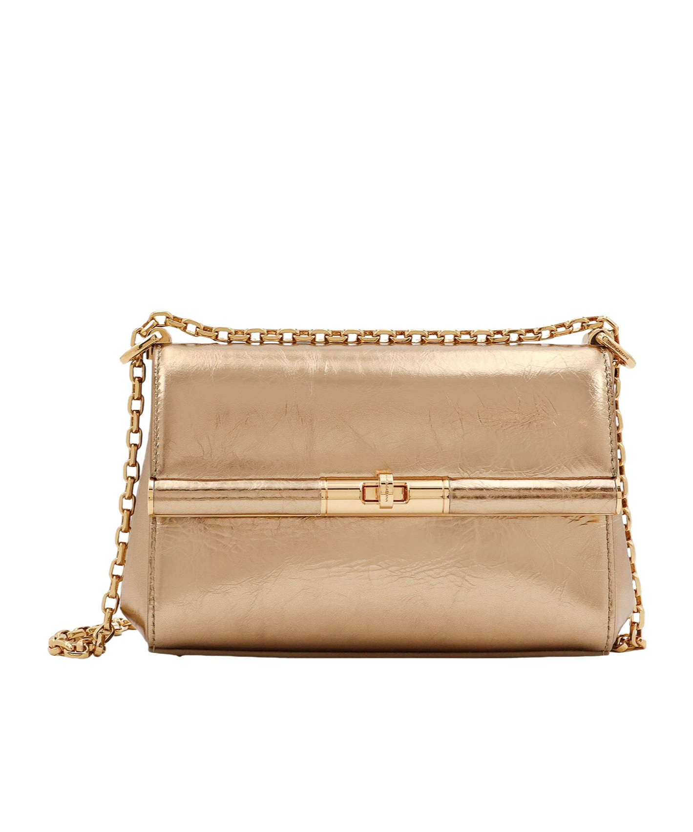 Dolce & Gabbana Marlene Crackled Leather Shoulder Bag In Nude