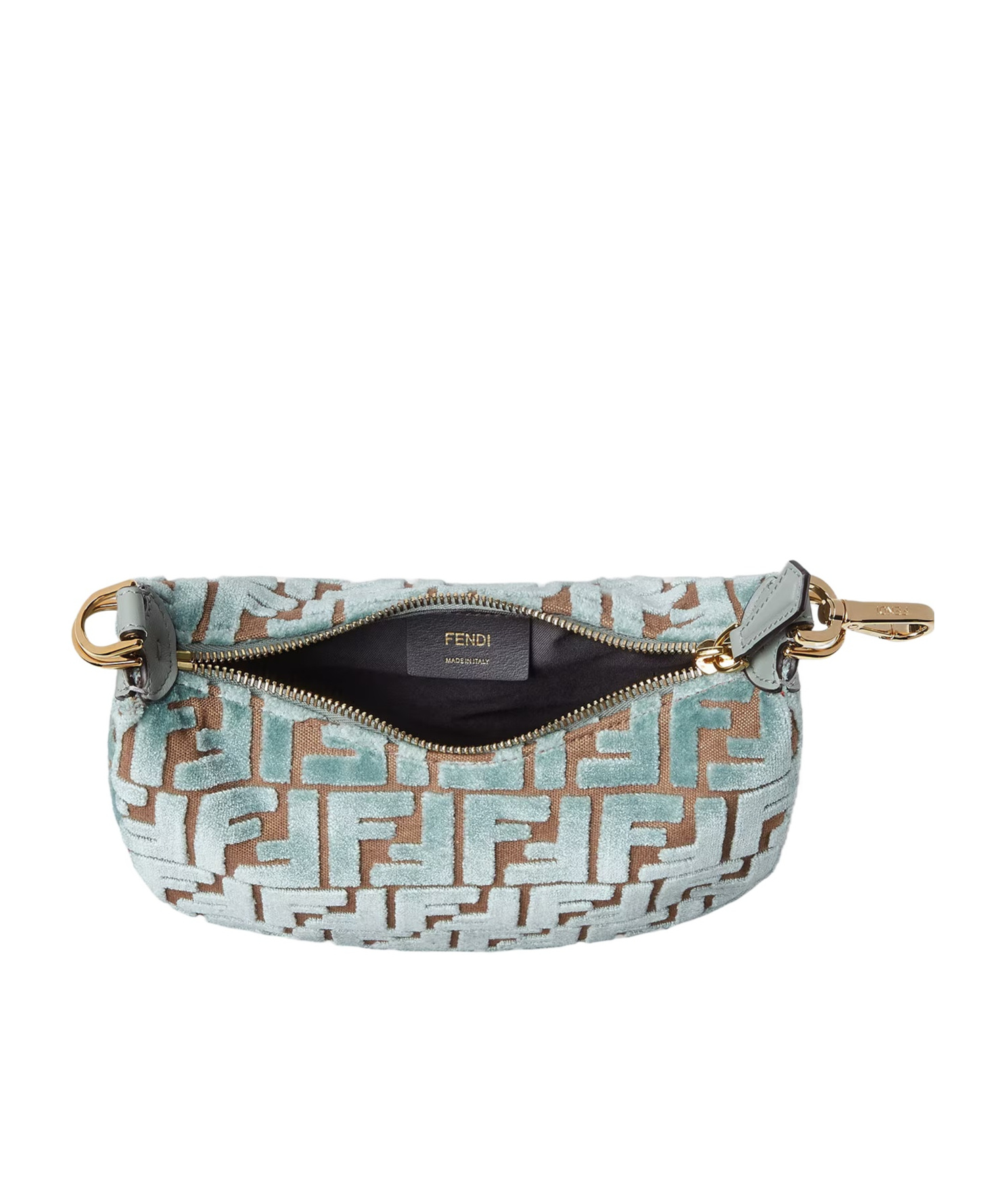 Fendi Mini Graphy Jacquard Shoulder Bag In Green