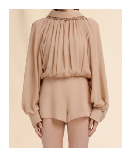 Shop Marni Beige Creponne Playsuit With Gathering