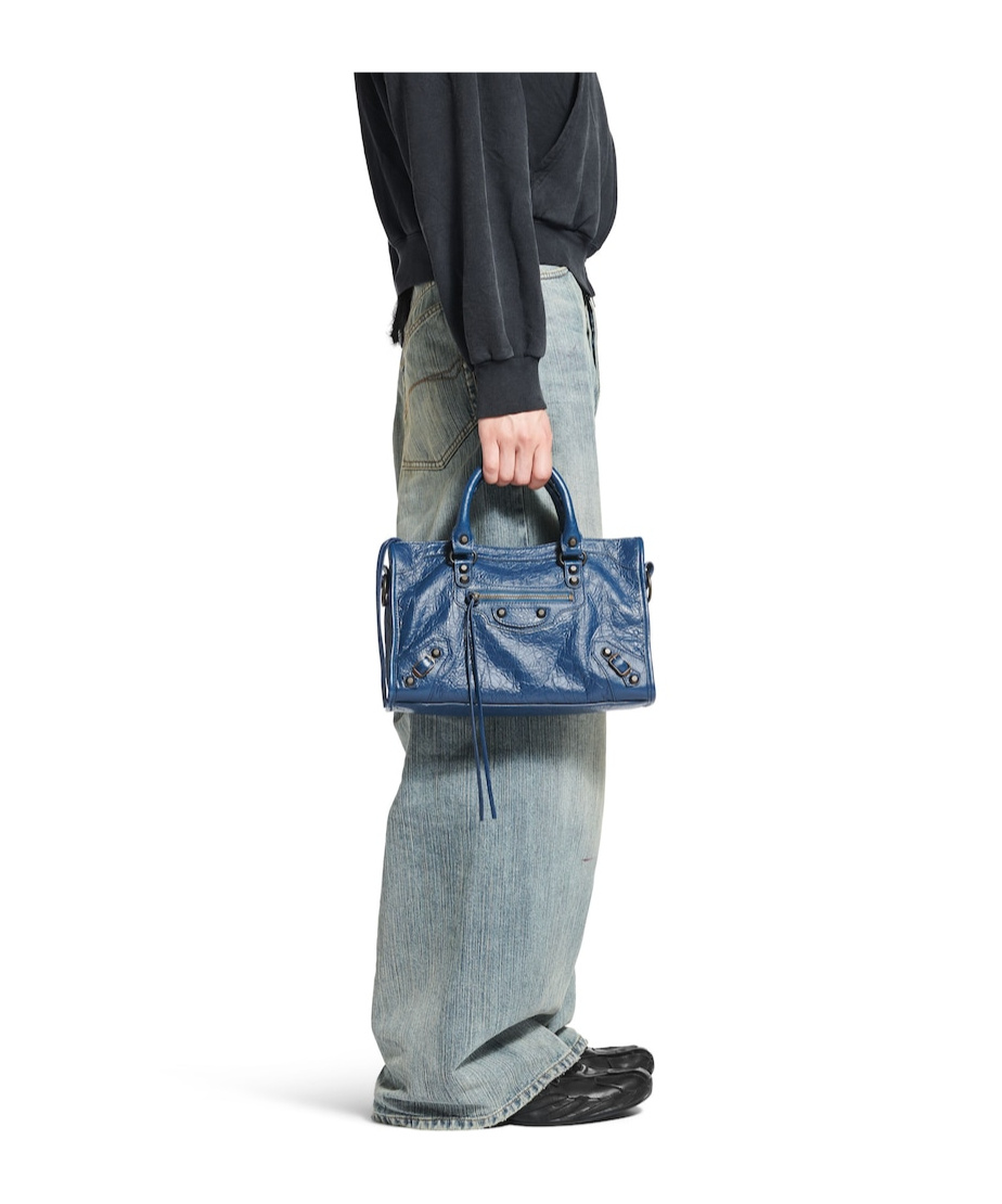Balenciaga Le City Small Shoulder Bag In Mineral Blue