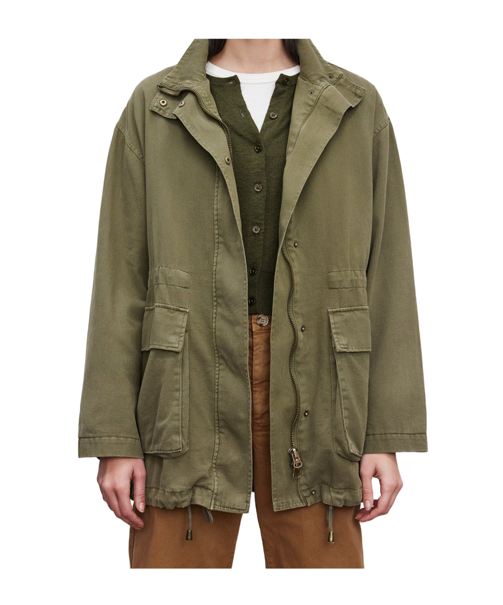 Velvet By Graham & Spencer Long-sleeved Casual Jacket In Green