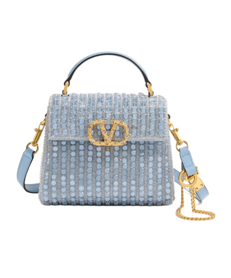 Valentino Mini Vsling Logo Tote Bag In Light Sapphire/light Blue/light Sapphire