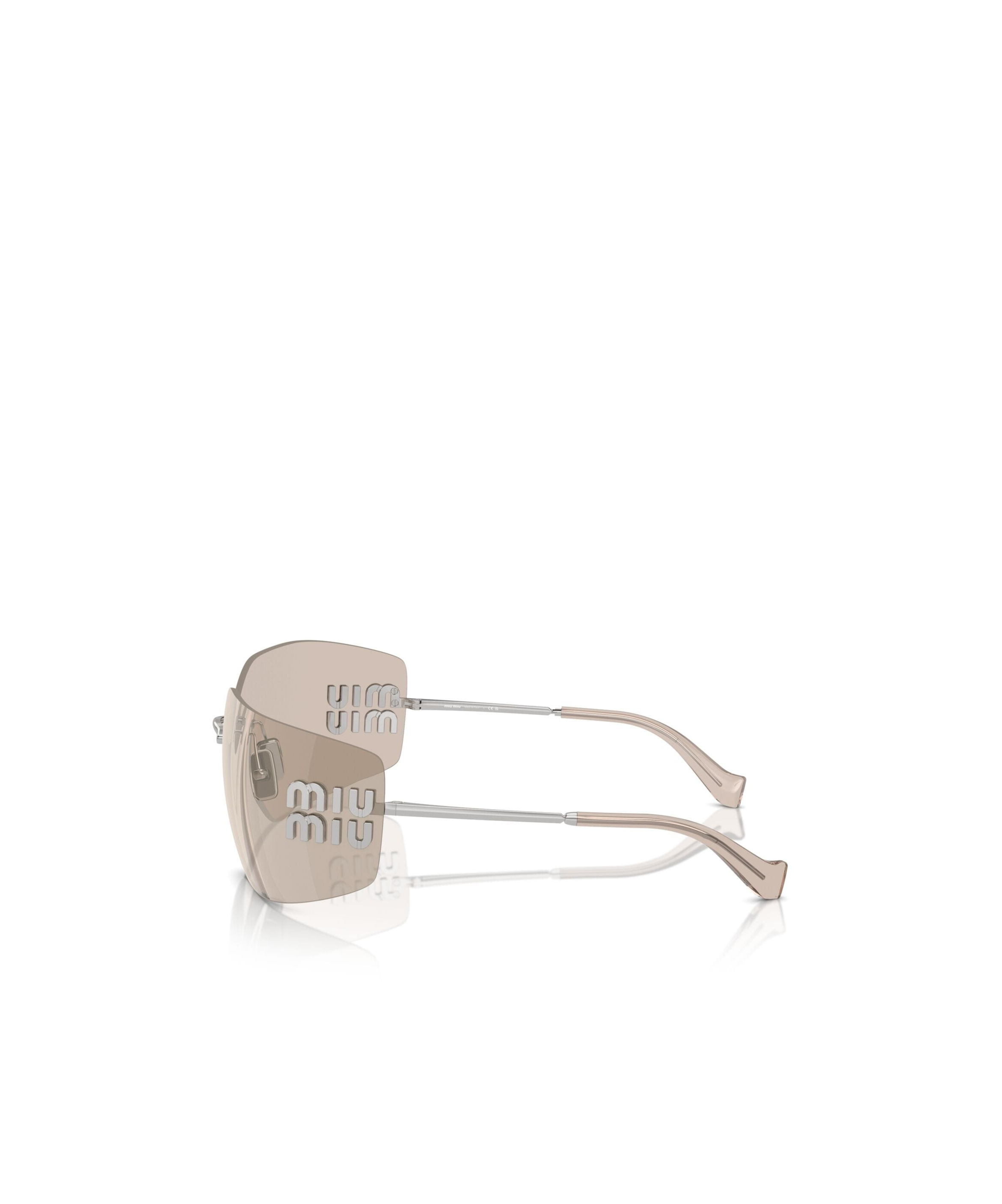 Miu Miu Metal Rimless Wrap Sunglasses In Nude