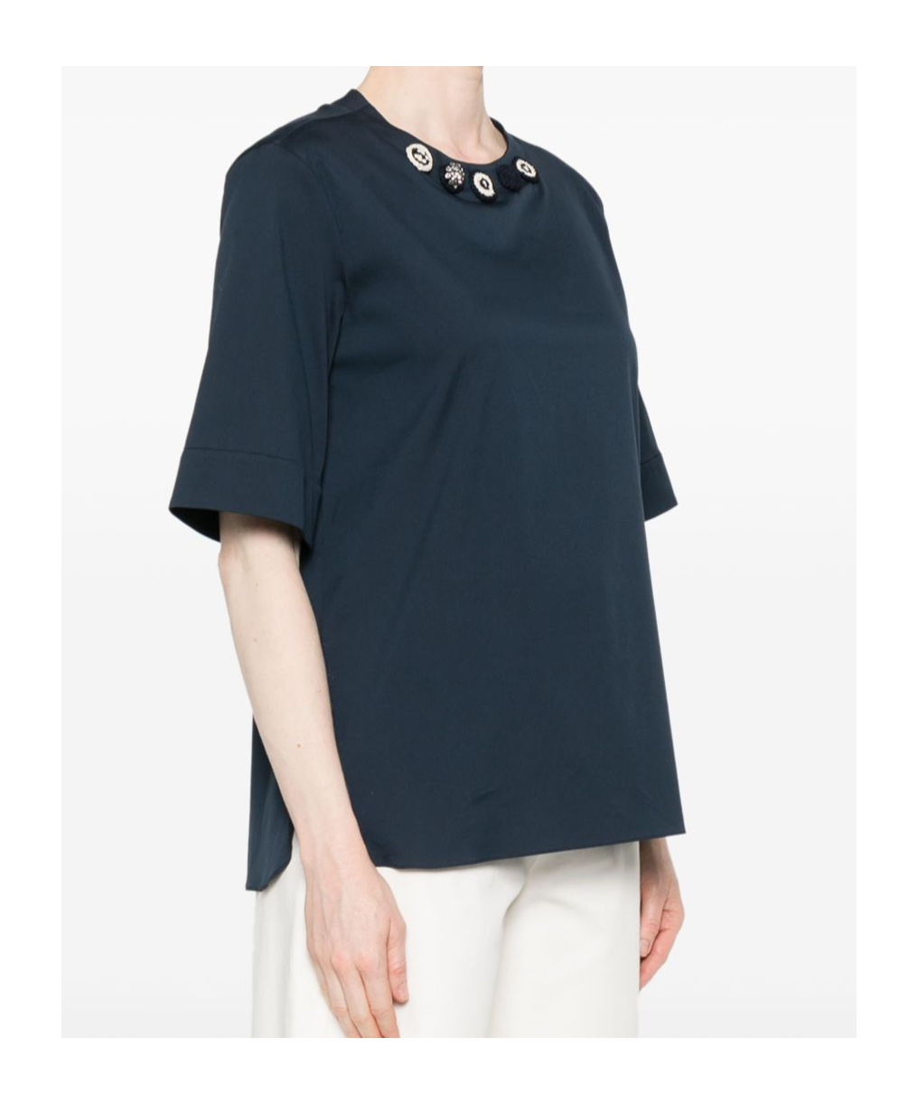 Max Mara Blusa In Popeline Di Cotone Dora In Black