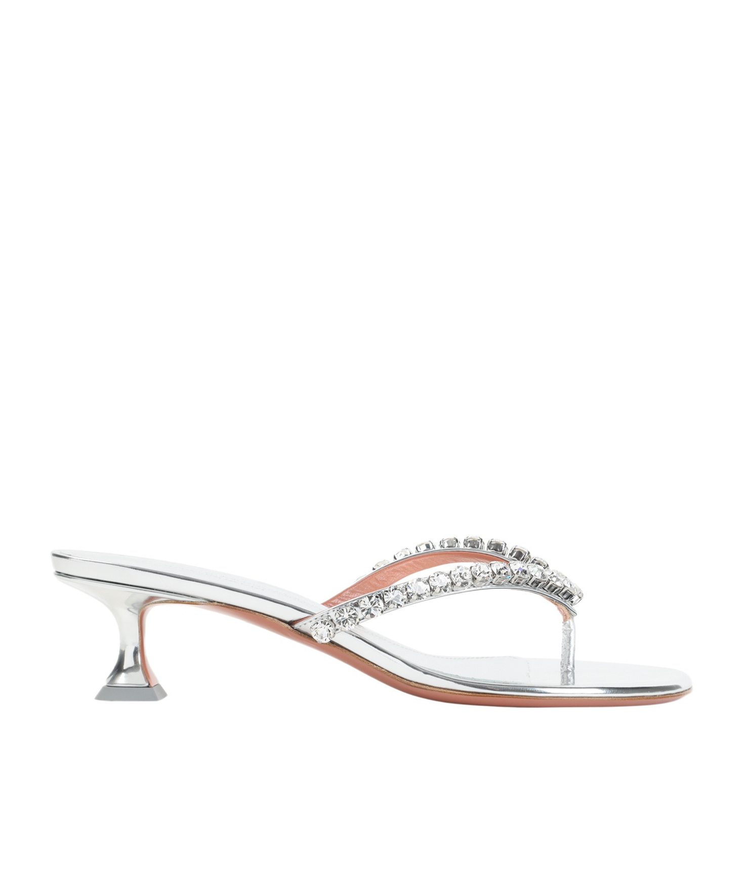 Amina Muaddi Leather Sandals With Crystal-embellished Straps
