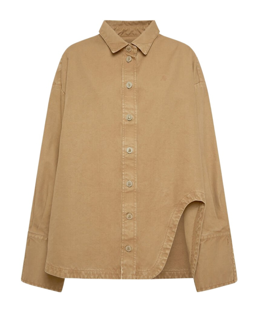 Attico Khaki Short Coat In Nude