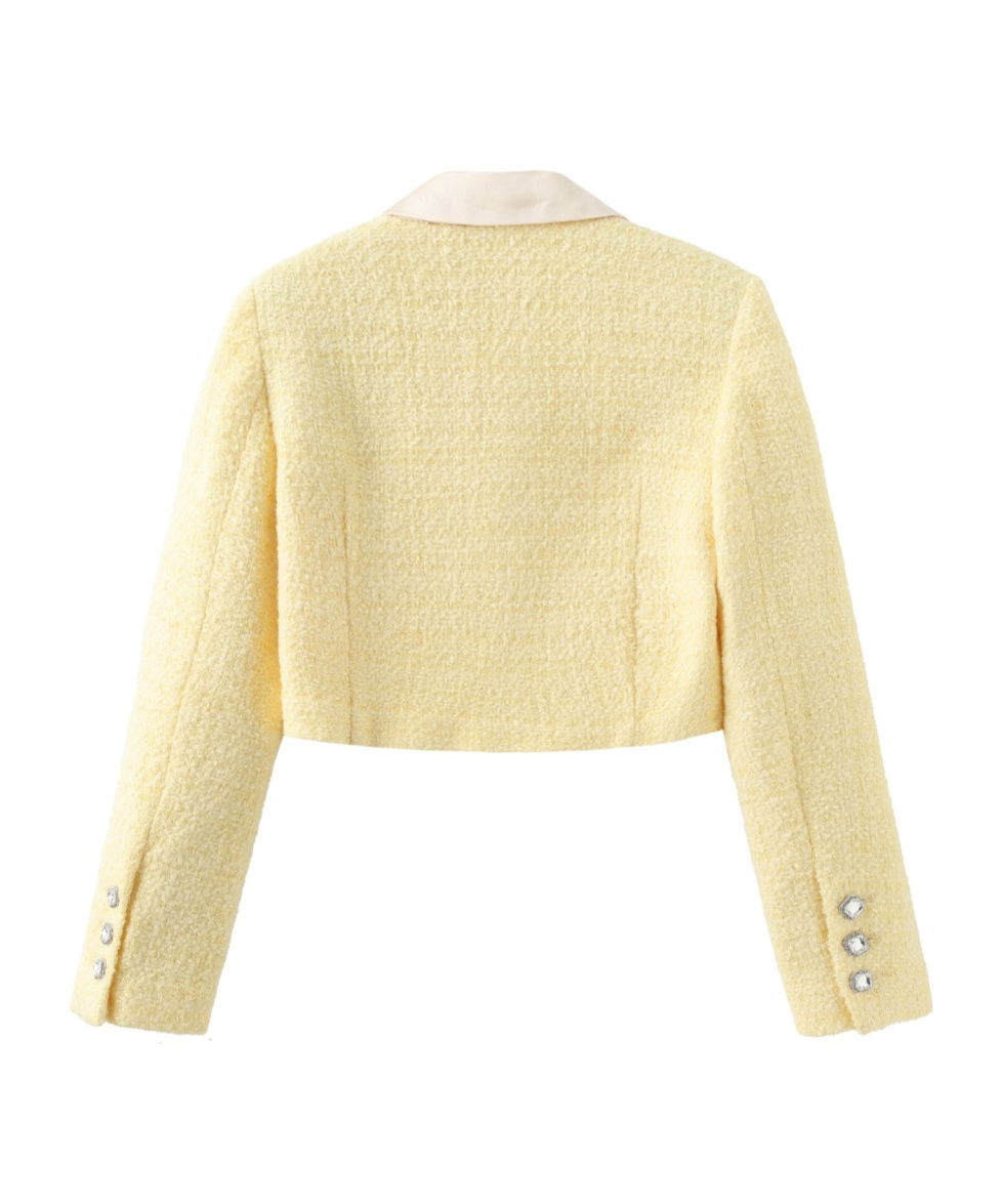 Marissa Chiara Long-sleeved Casual Jacket In Yellow