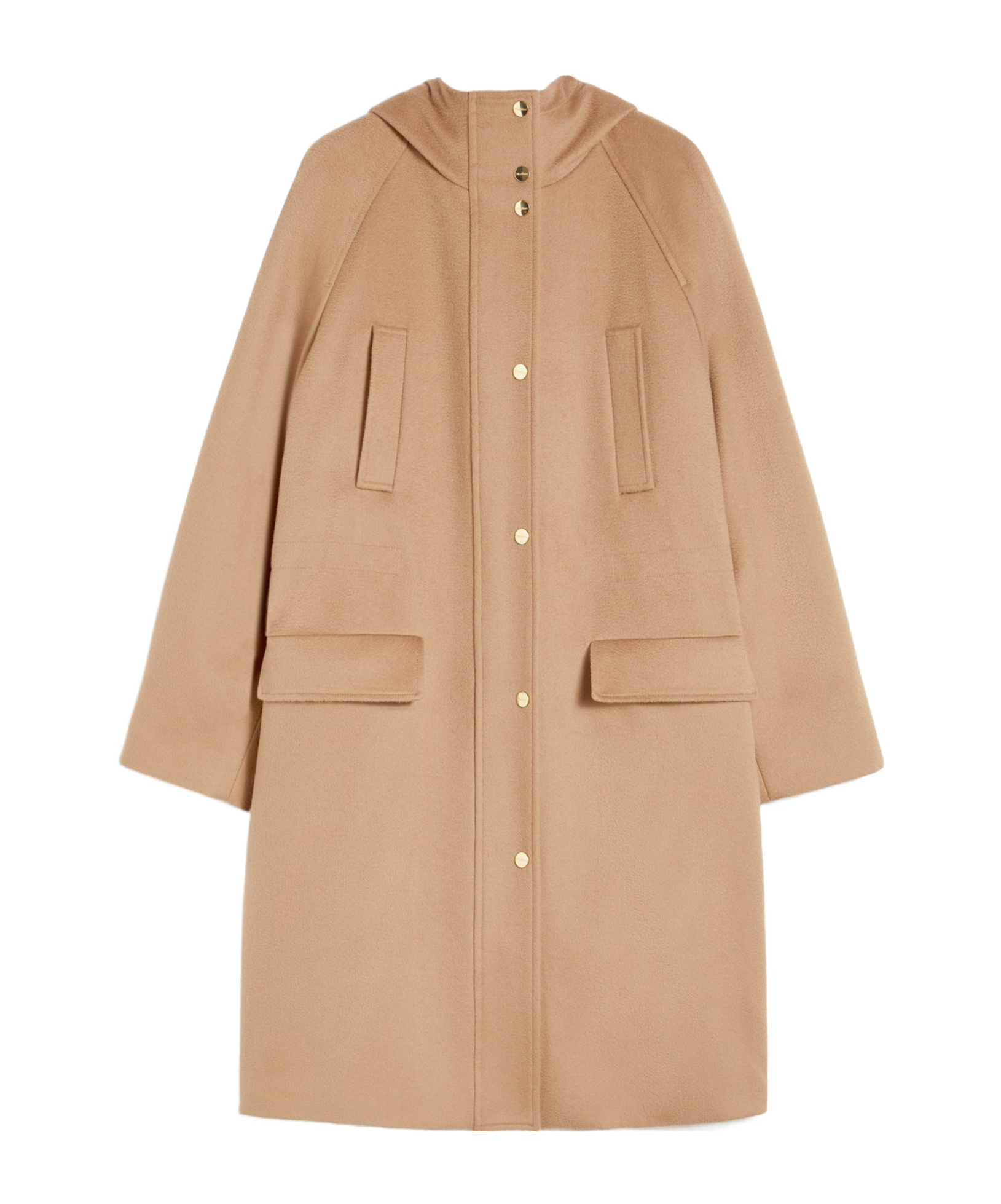 Max Mara Long Wool Broadcloth Parka In Brown
