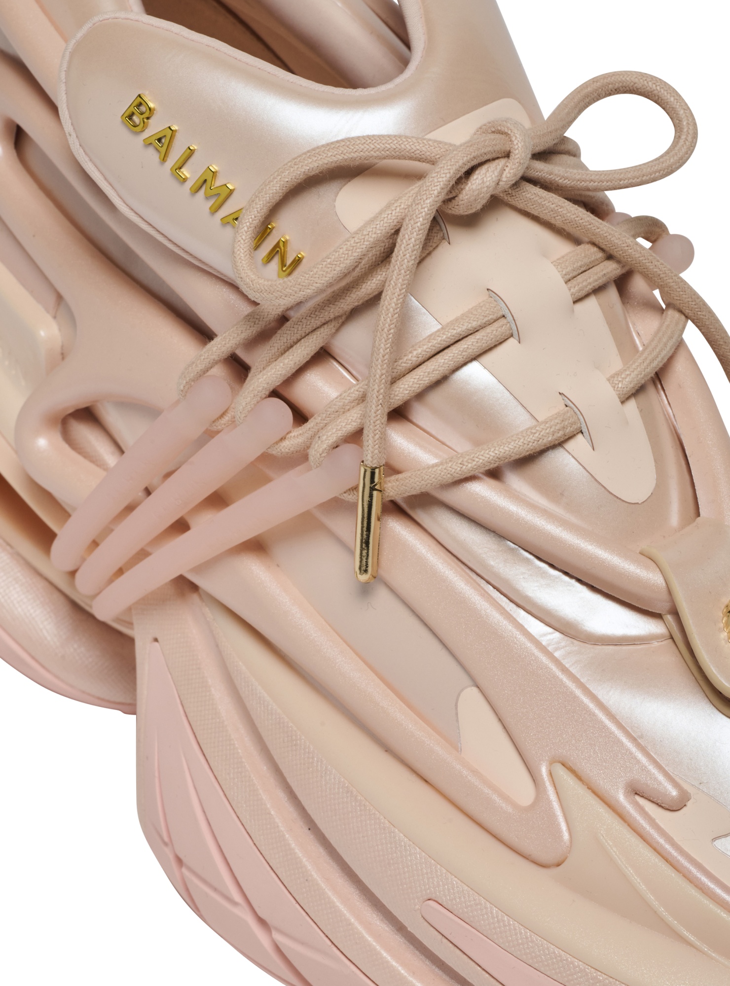 Shop Balmain Unicorn Low Trainers In Iridescent Technical Materials In Nude