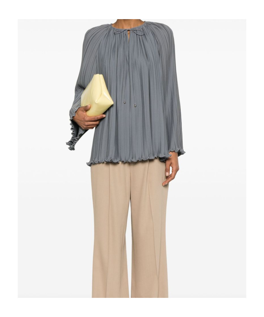Lanvin Pleated Blouse In Gray