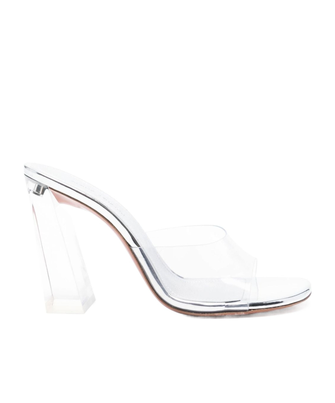Amina Muaddi Clear Thick-heeled Sandals In White