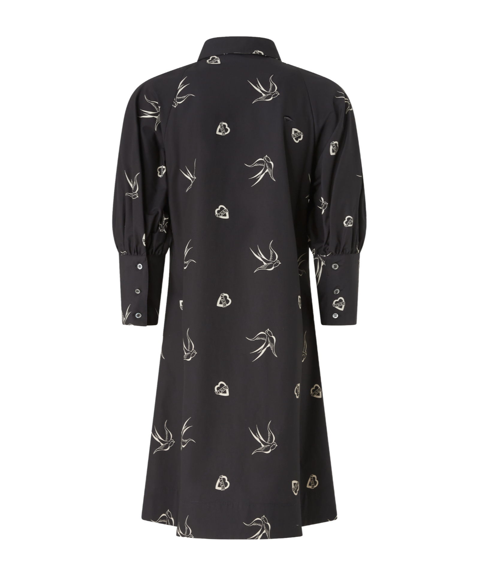 Pinko Short Tattoo-print Shirt Dress In Black