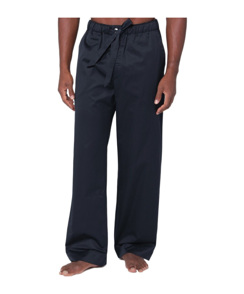 Tekla Striped Trousers With Back Pocket And Elastic Waistband In Black