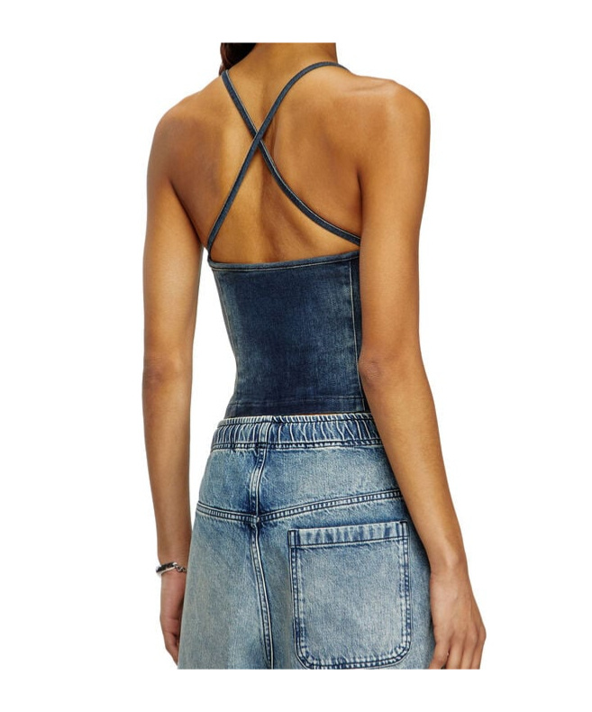 Diesel Two-color Denim Sling In Blue