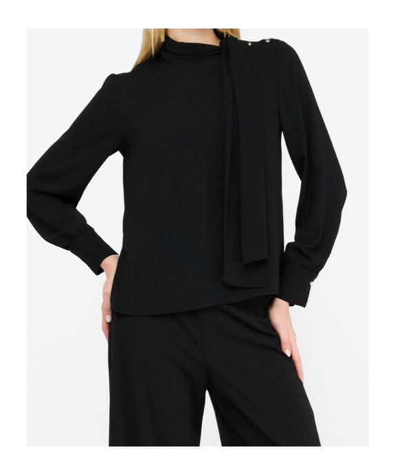 Liu •jo High-neck Button-detail Blouse In Black