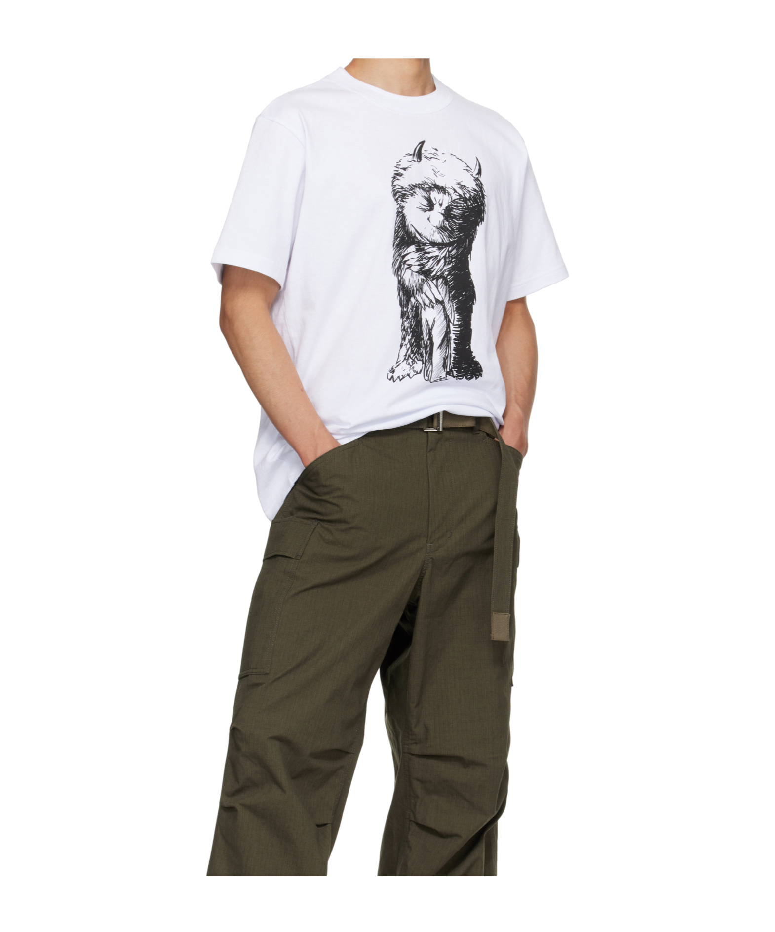 Sacai Graphic-print Cotton T-shirt In White