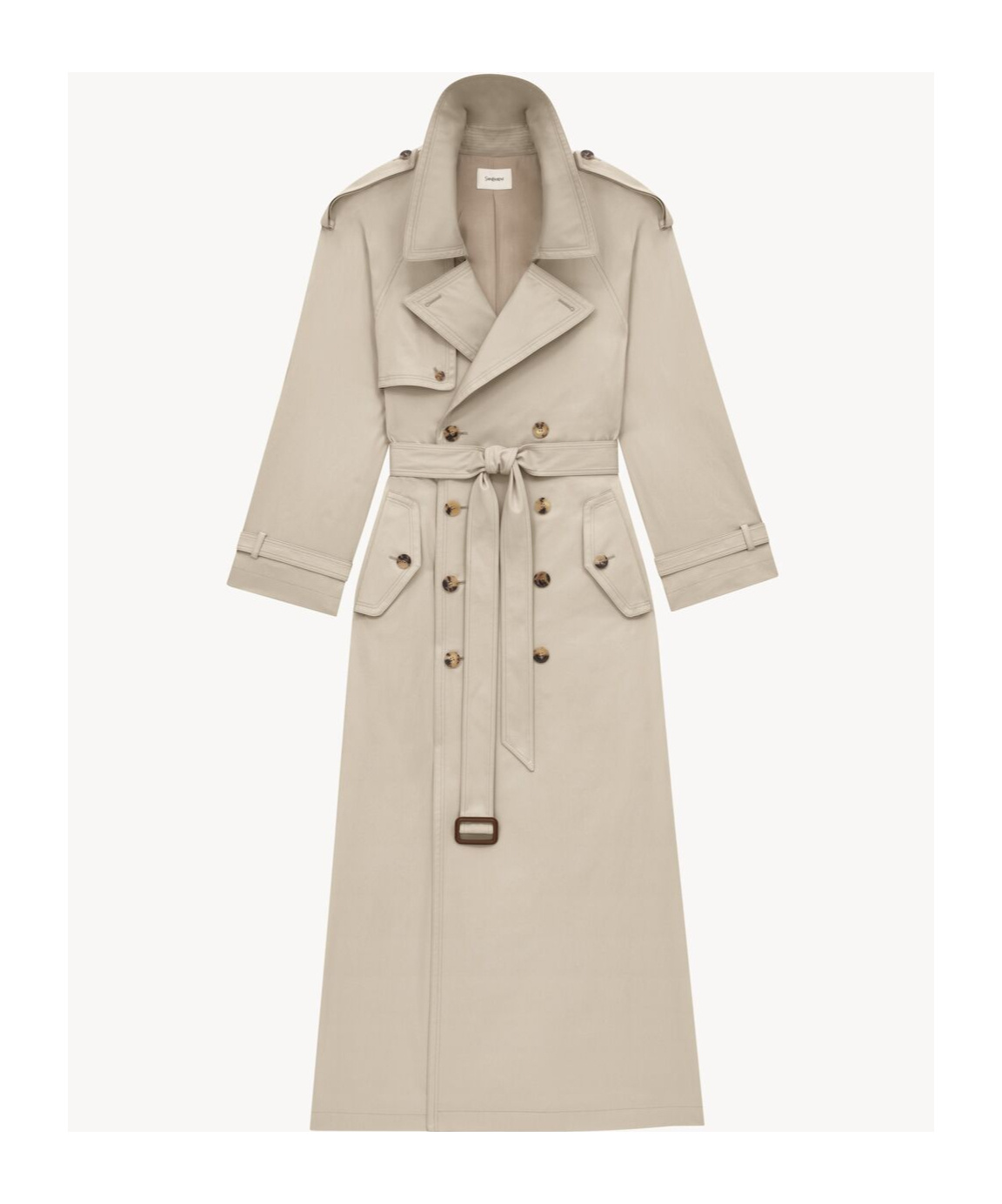 Saint Laurent Cotton Trench Coat In Nude
