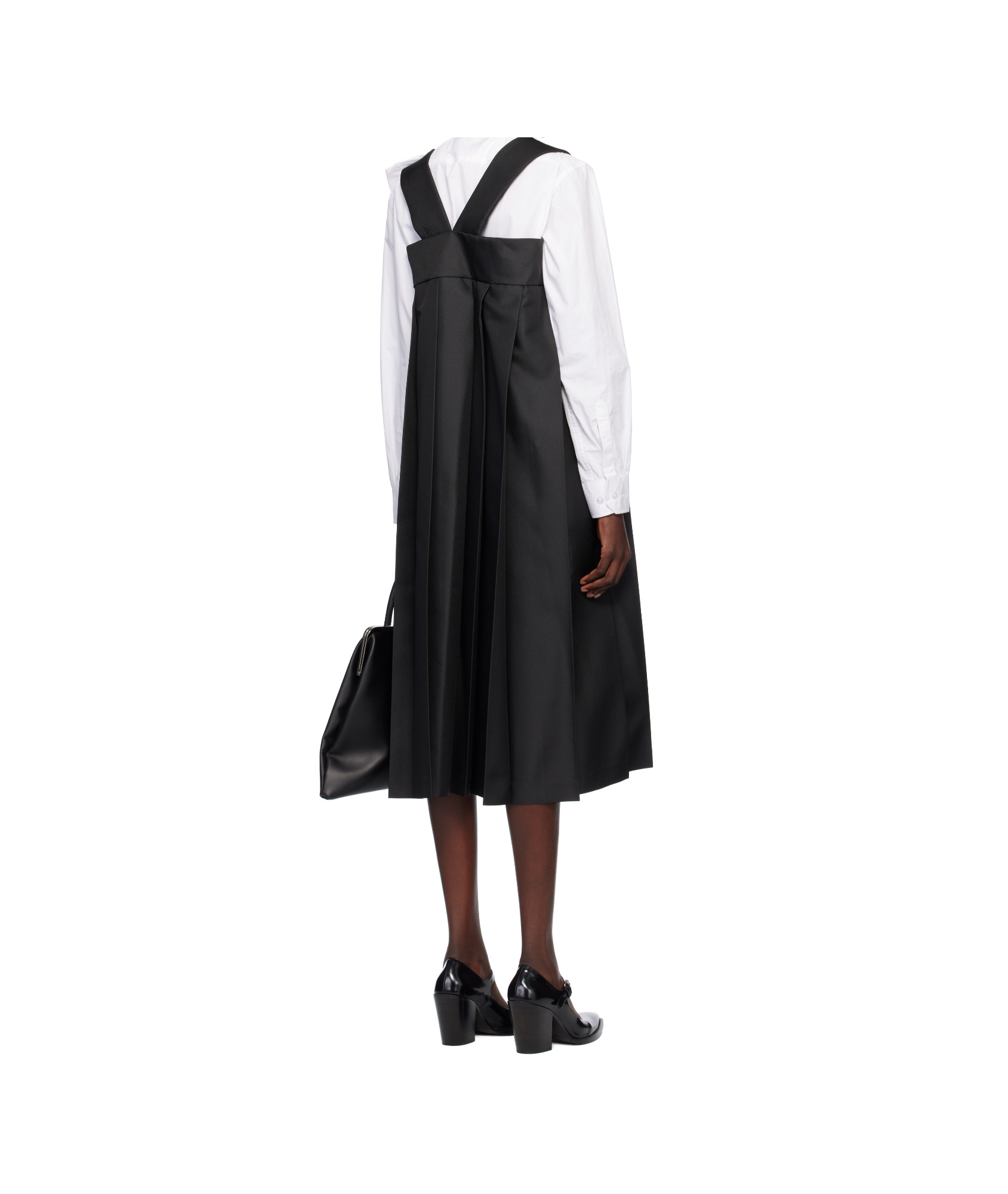 Comme Des Garçons Black Polyester Gabardine Midi Dress In Black
