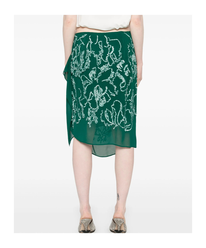 Shop Dries Van Noten Patterned Skirt In Emerald Green