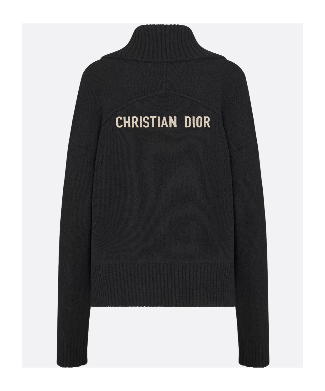 Dior Knitwear With Collared Neck And Ribbed Finish In Black