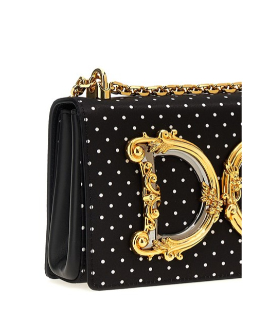 Dolce & Gabbana Small Dg Baroque Satin Crossbody Bag In Brown