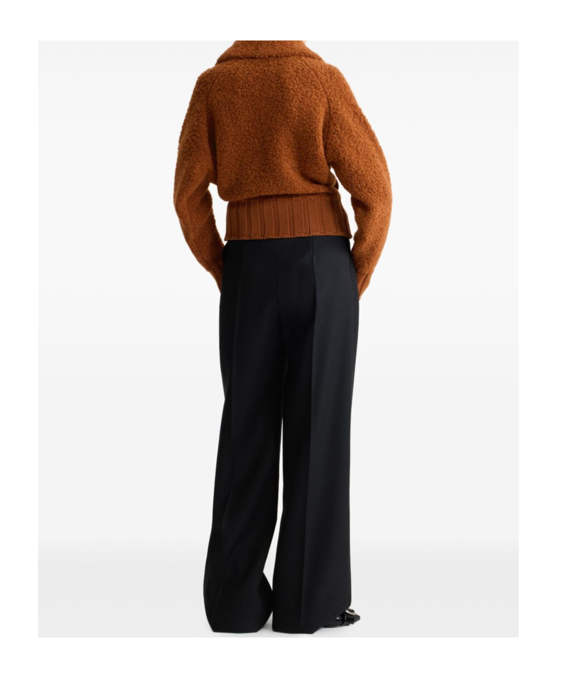 Patou Textured Jacket With Ribbed Cuffs And Hem In Brown