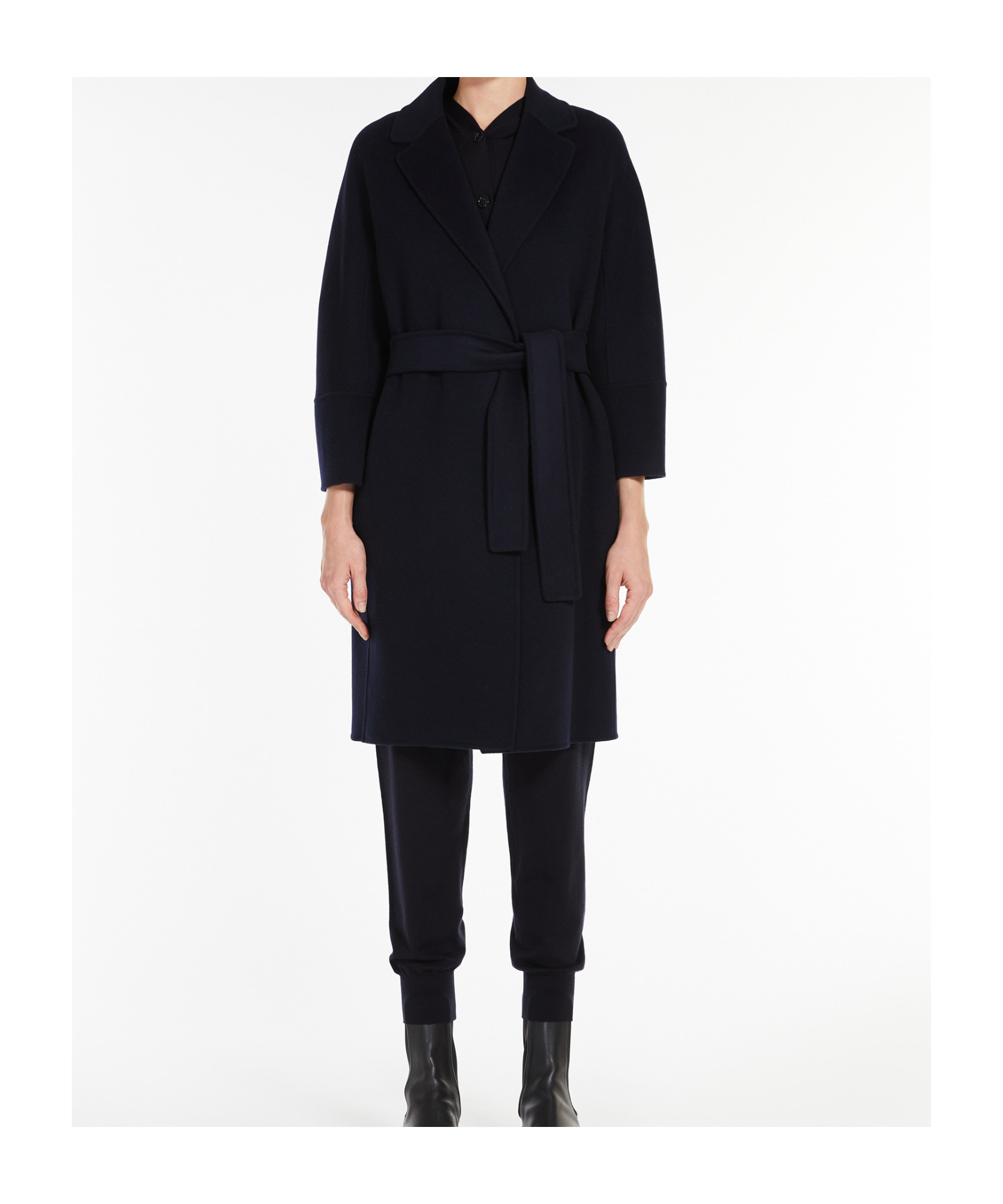 Max Mara Black Arona Double-faced Short Wool Coat In Black