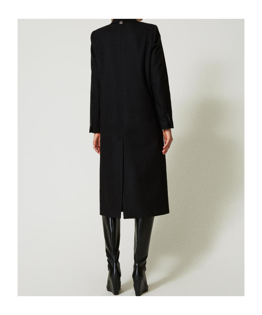 Twinset Double-breasted Coat In Black
