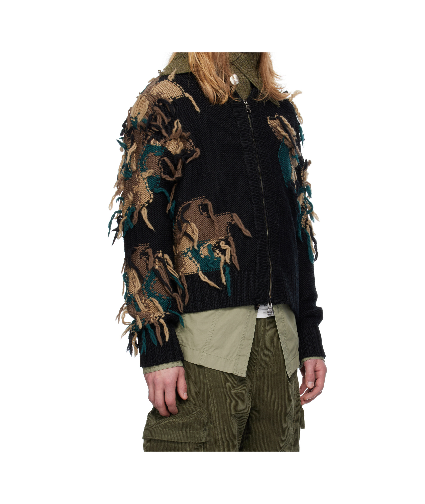 Andersson Bell Black New Camouflage Zip-up Cardigan In Black