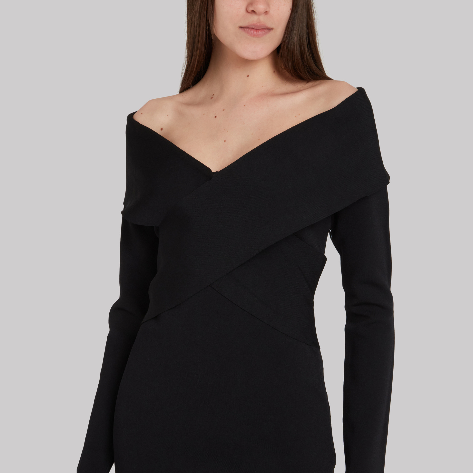 Roland Mouret Off-shoulder Cut-out Knit Midi Dress In Black
