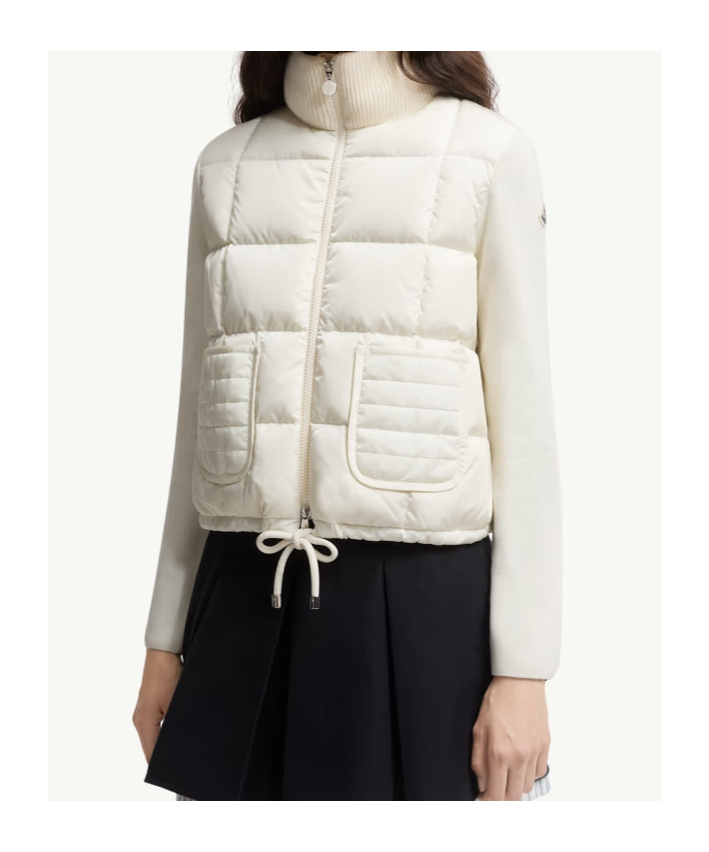 Moncler Contrast-sleeve Puffer Jacket In Neutral