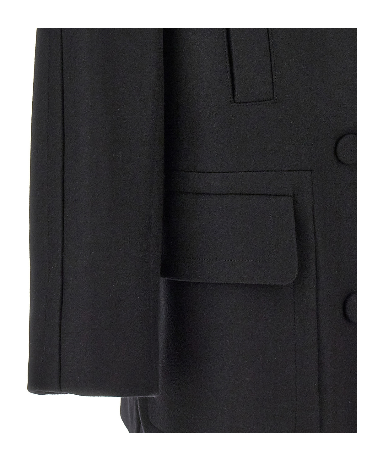 Dries Van Noten Randia Double-breasted Short Wool Coat In Black
