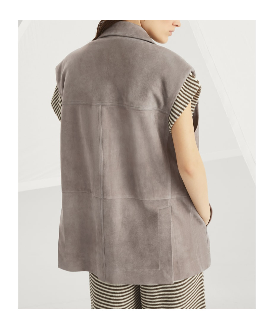 Shop Brunello Cucinelli Suede Vest In Nude
