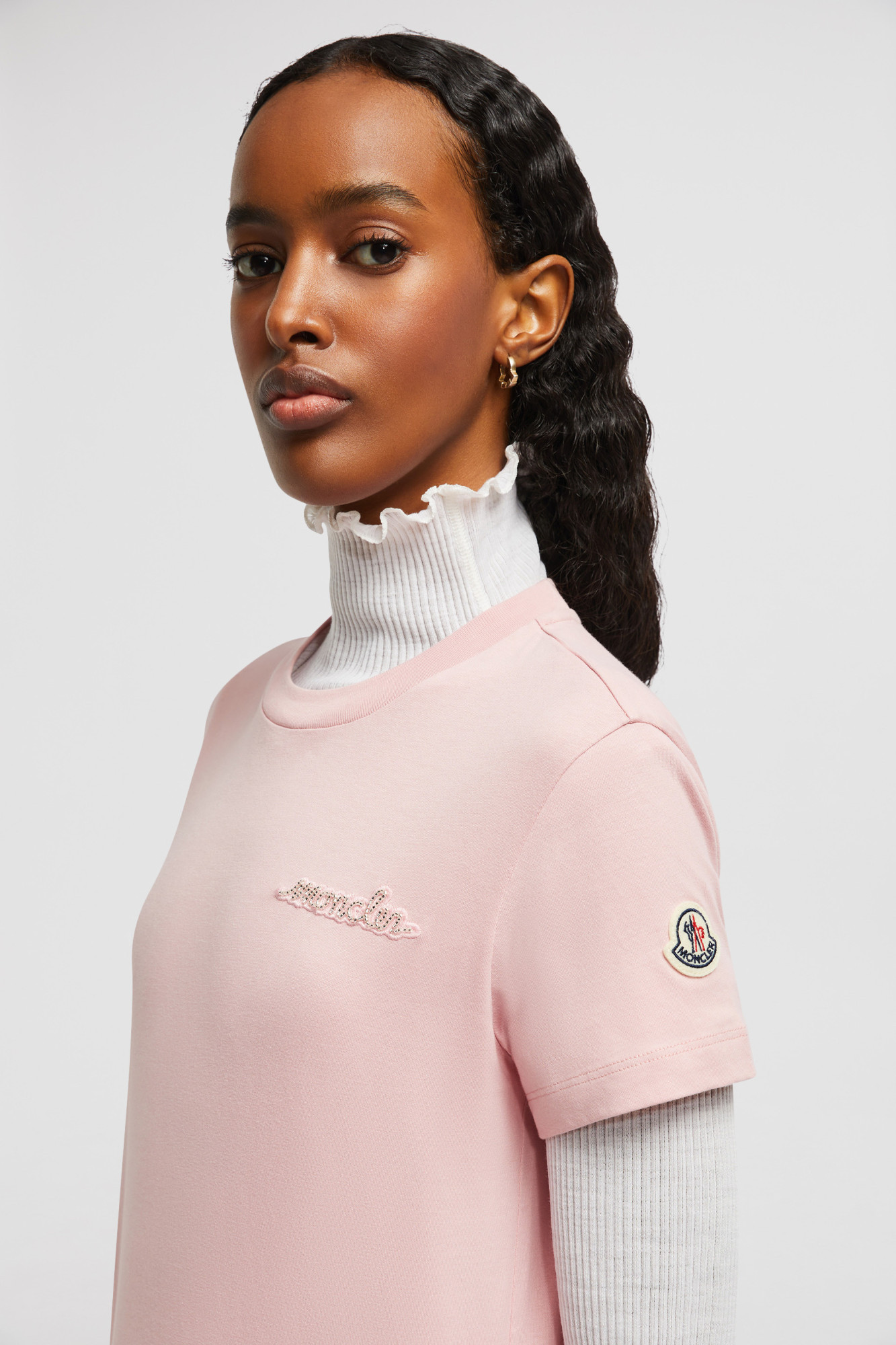 Moncler Logo-patch Cotton T-shirt In Pink