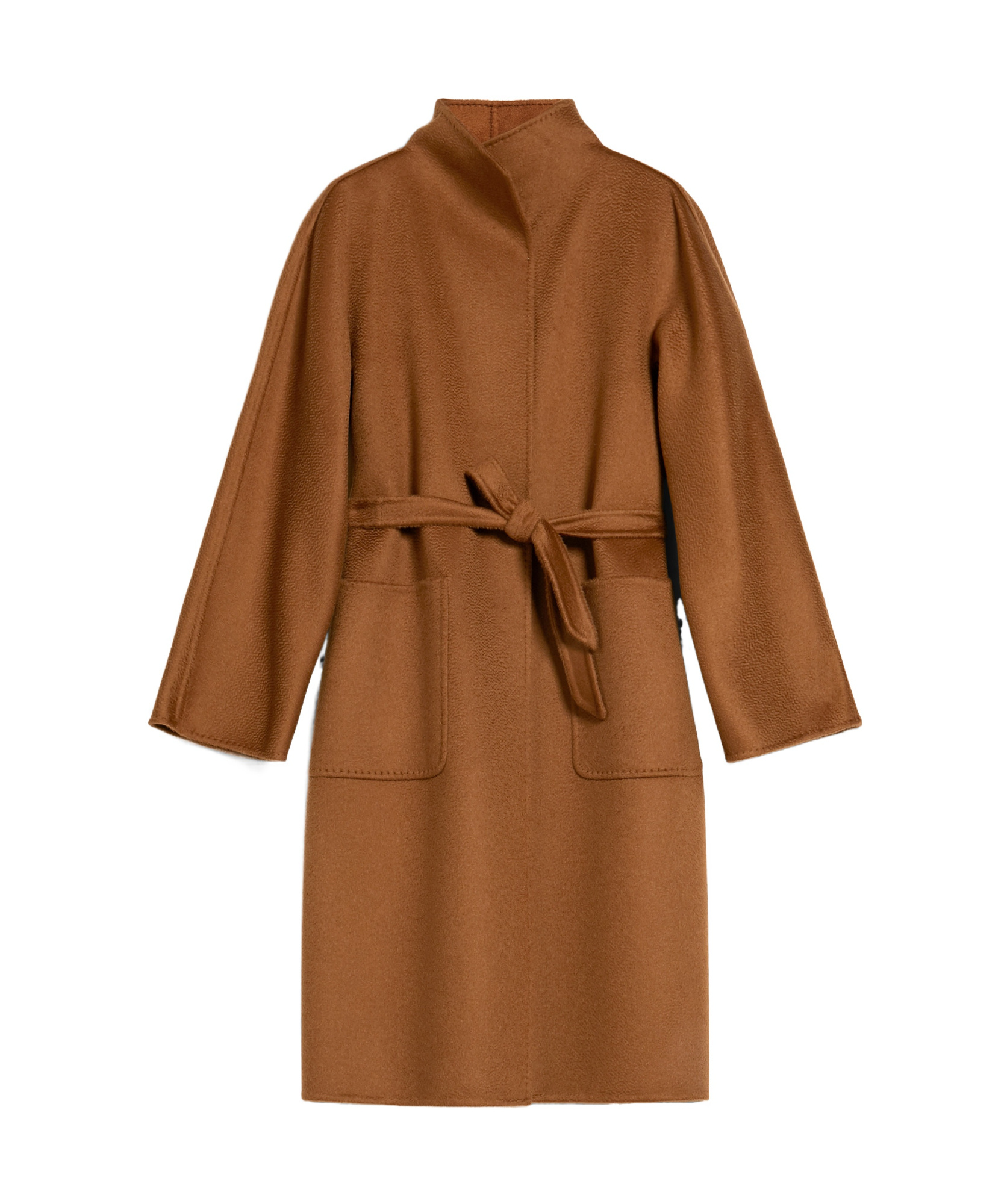 Max Mara Vertical Collar Double-sided Cashmere Coat In Brown