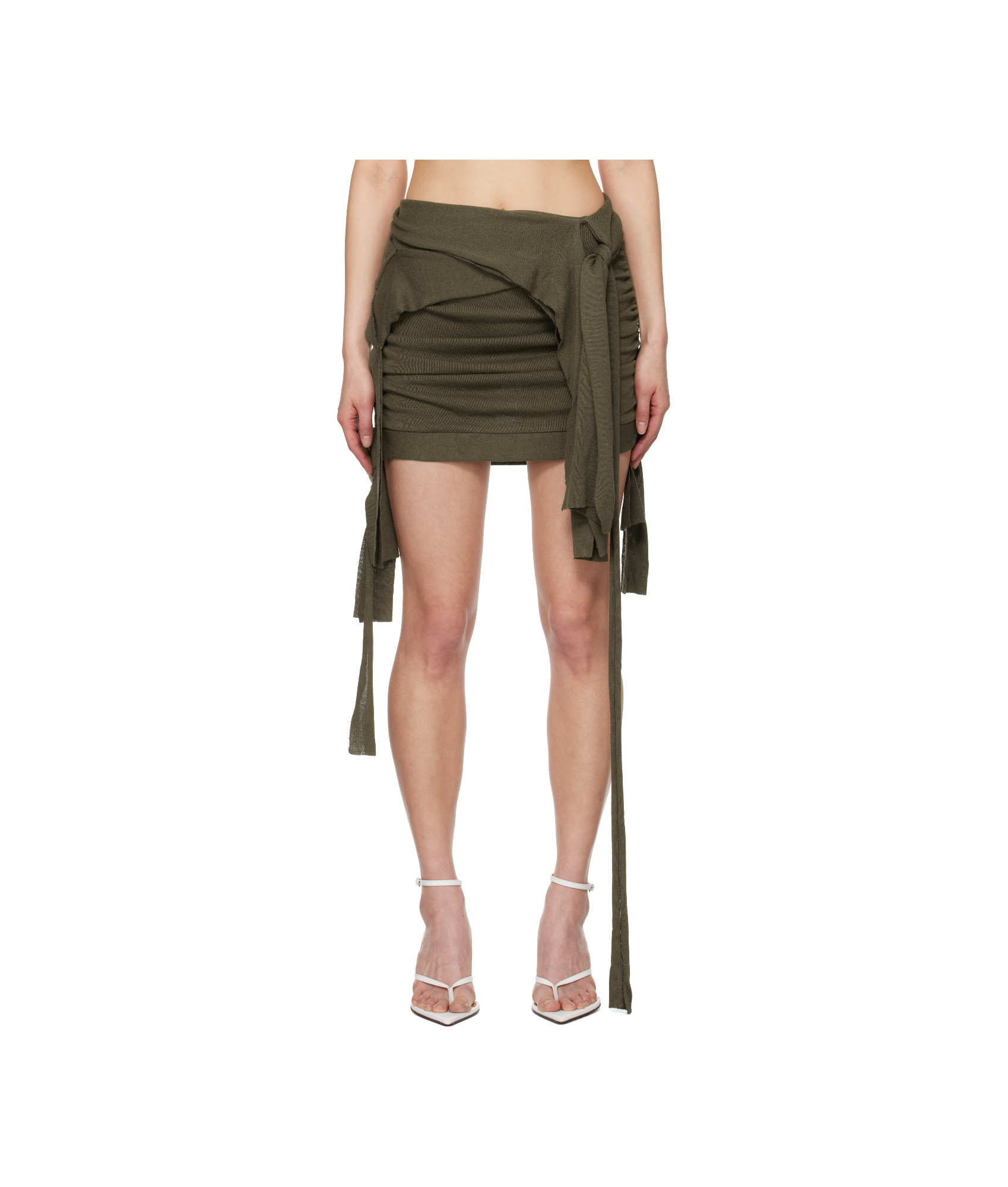 Ottolinger Khaki Drape Lounge Miniskirt In Brown