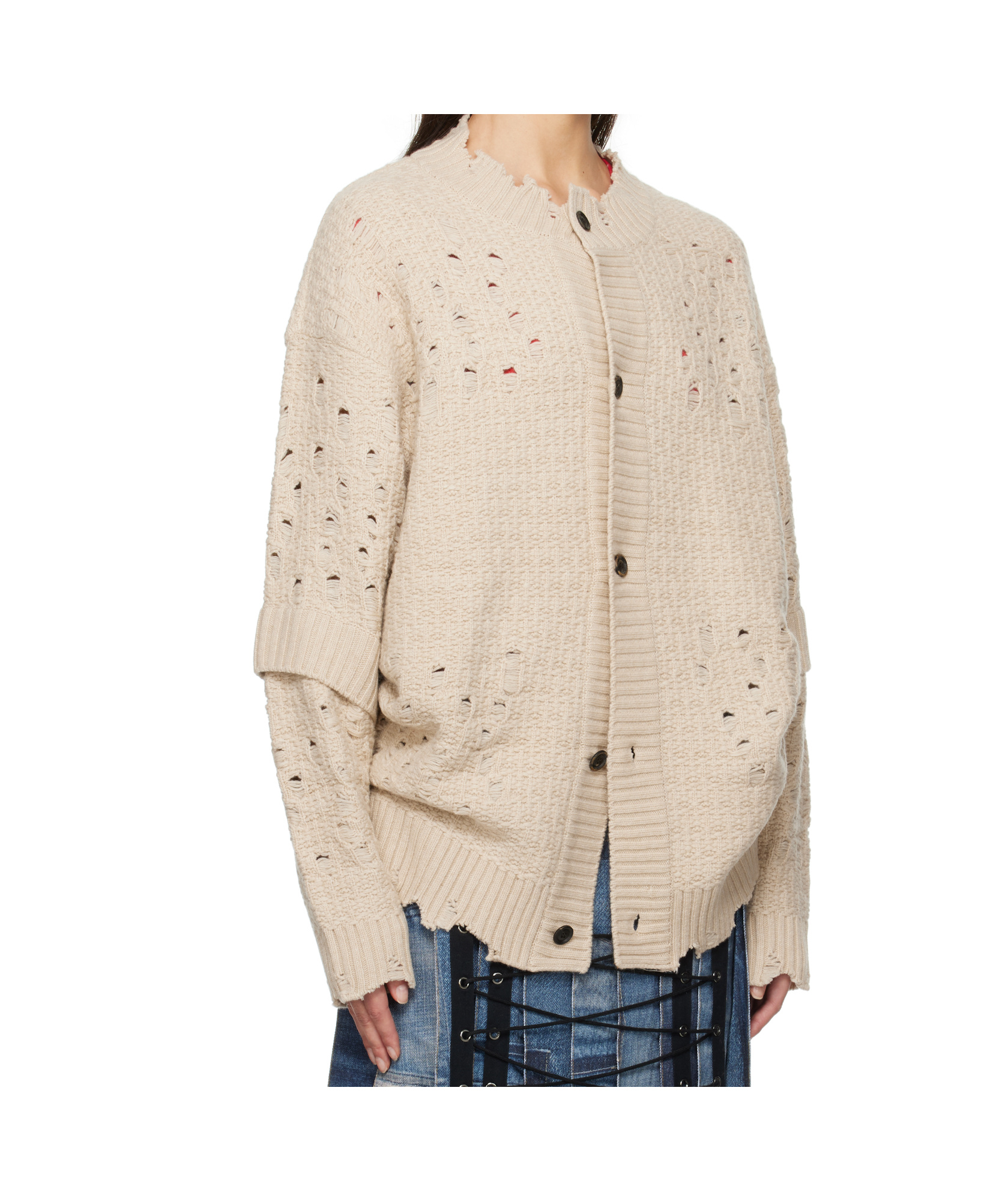 Andersson Bell Beige Roghen Wool Long Cardigan In Nude