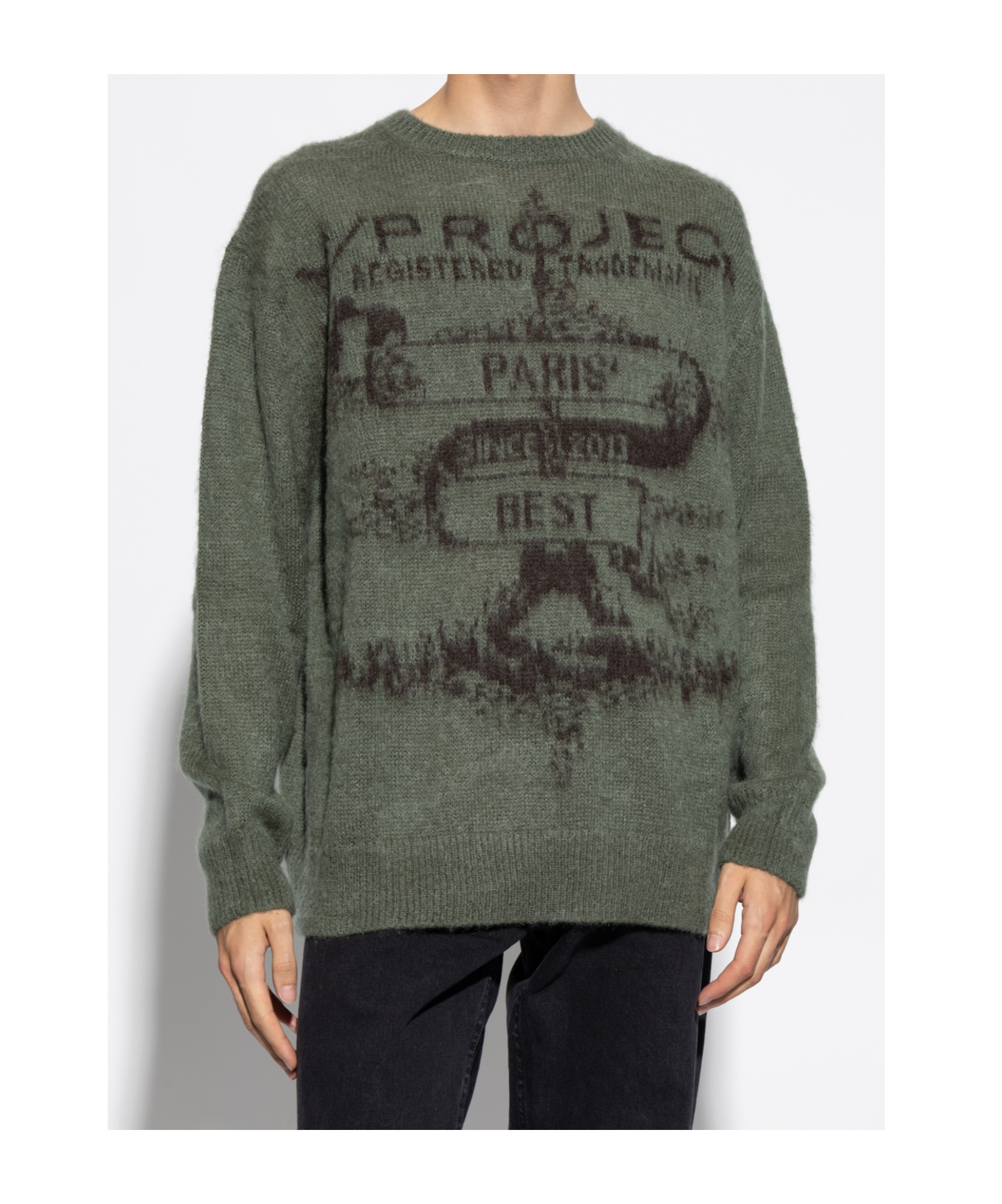 Y/project Y Project Paris Best Intarsia Crewneck Jmuper In Black