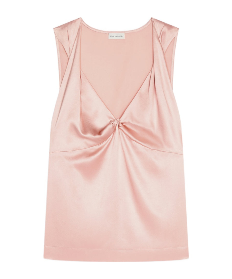 Dries Van Noten Silk Twisted Top In Pink