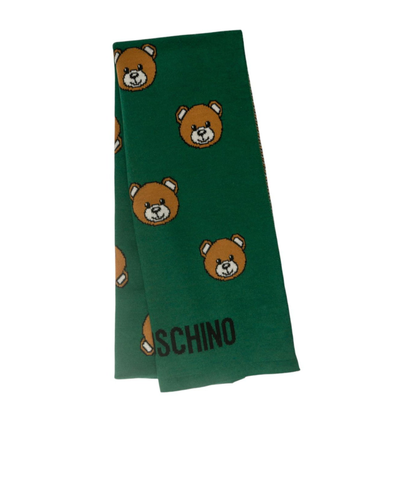 Moschino Teddy Bear Pattern Scarf In Green