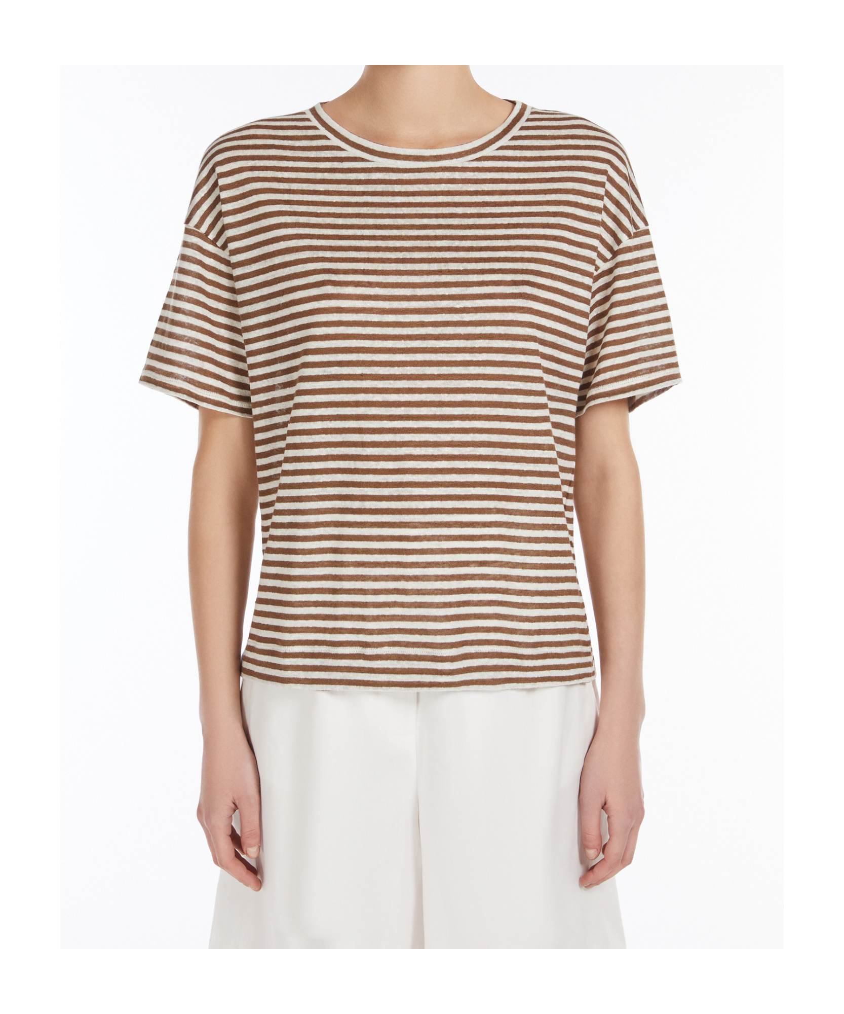 Weekend Max Mara Linen Jersey Blouse In Brown