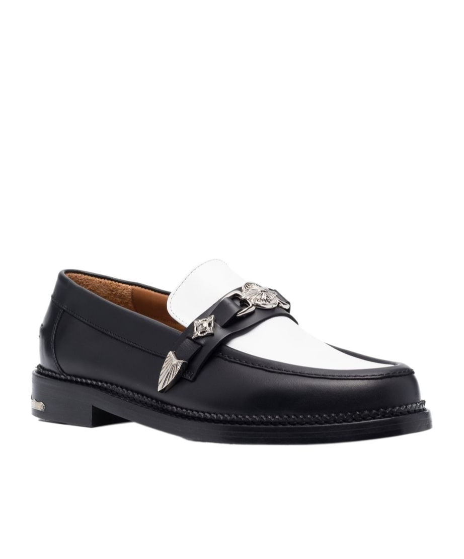 Toga Virilis Plaque-detailing Two-tone Loafers In Black