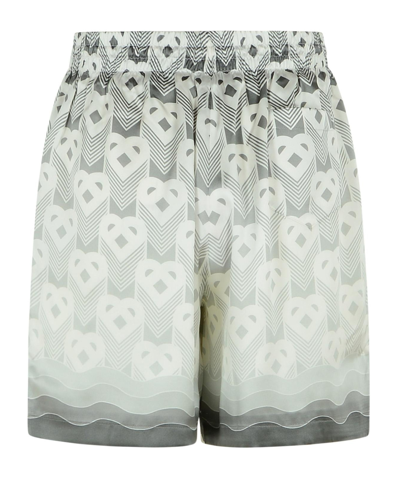 Casablanca Silk Bermuda Shorts Geometric Pattern In White