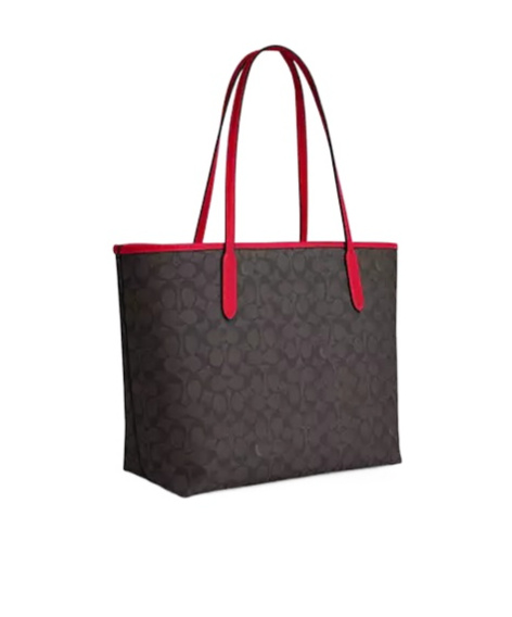 Coach City Tote In Signature Canvas In Black