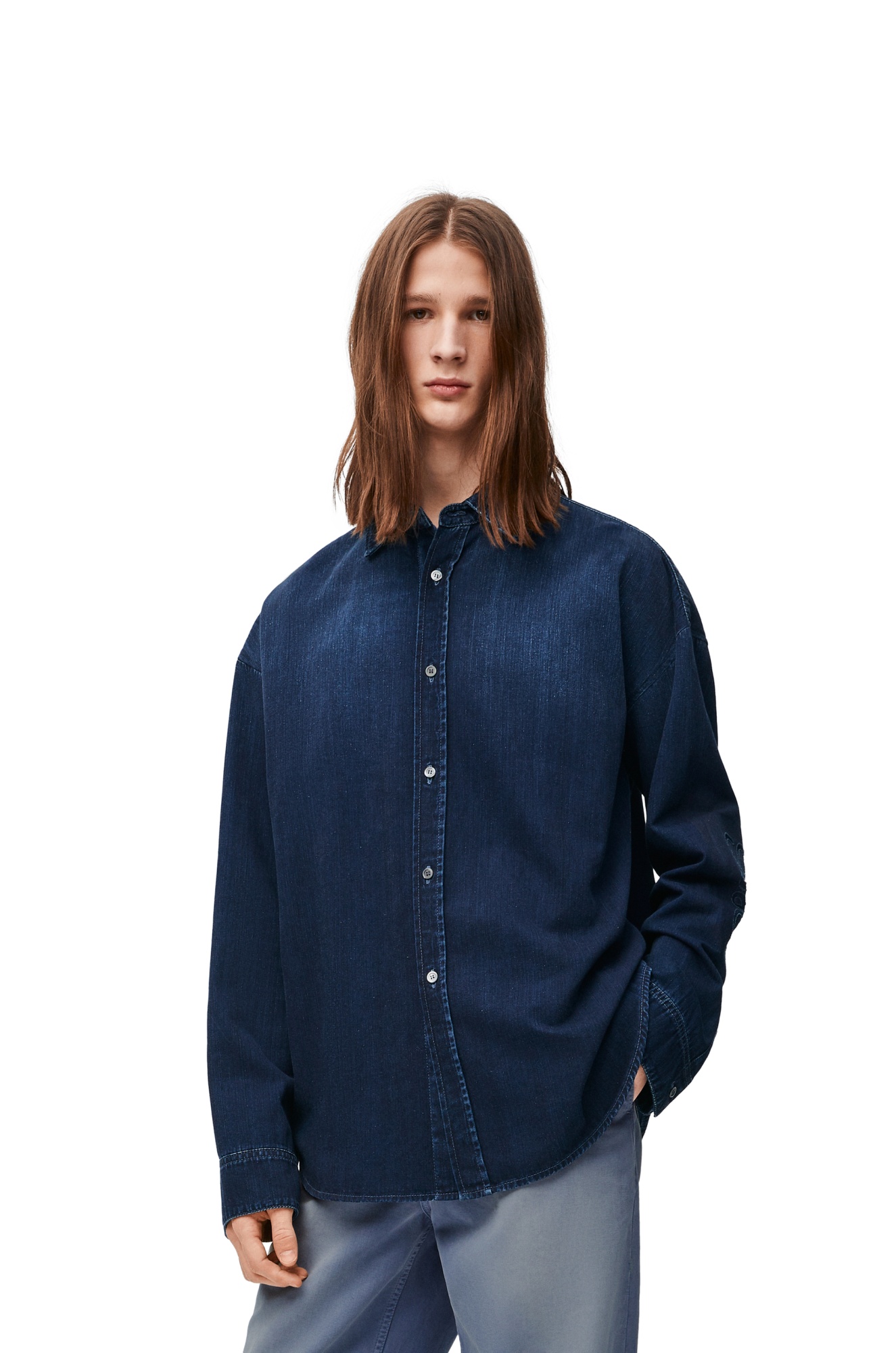 Loewe Button-up Denim Shirt In Black
