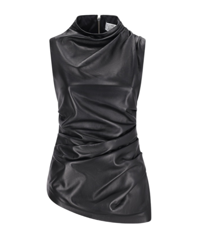 Giuseppe Di Morabito Draped Leather Top In Black