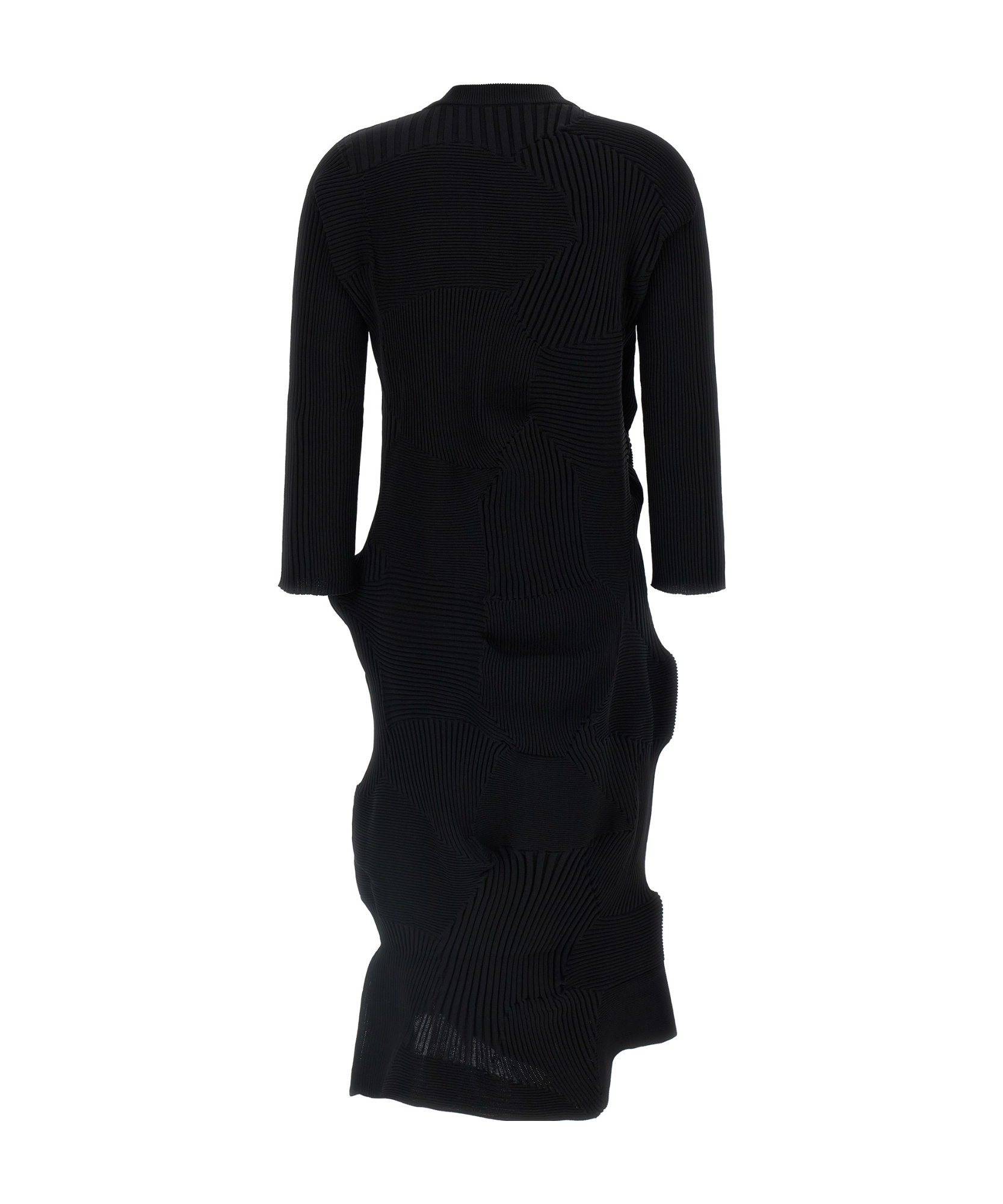 Issey Miyake Kone Kone Patchwork Pleated Midi Dress In Black