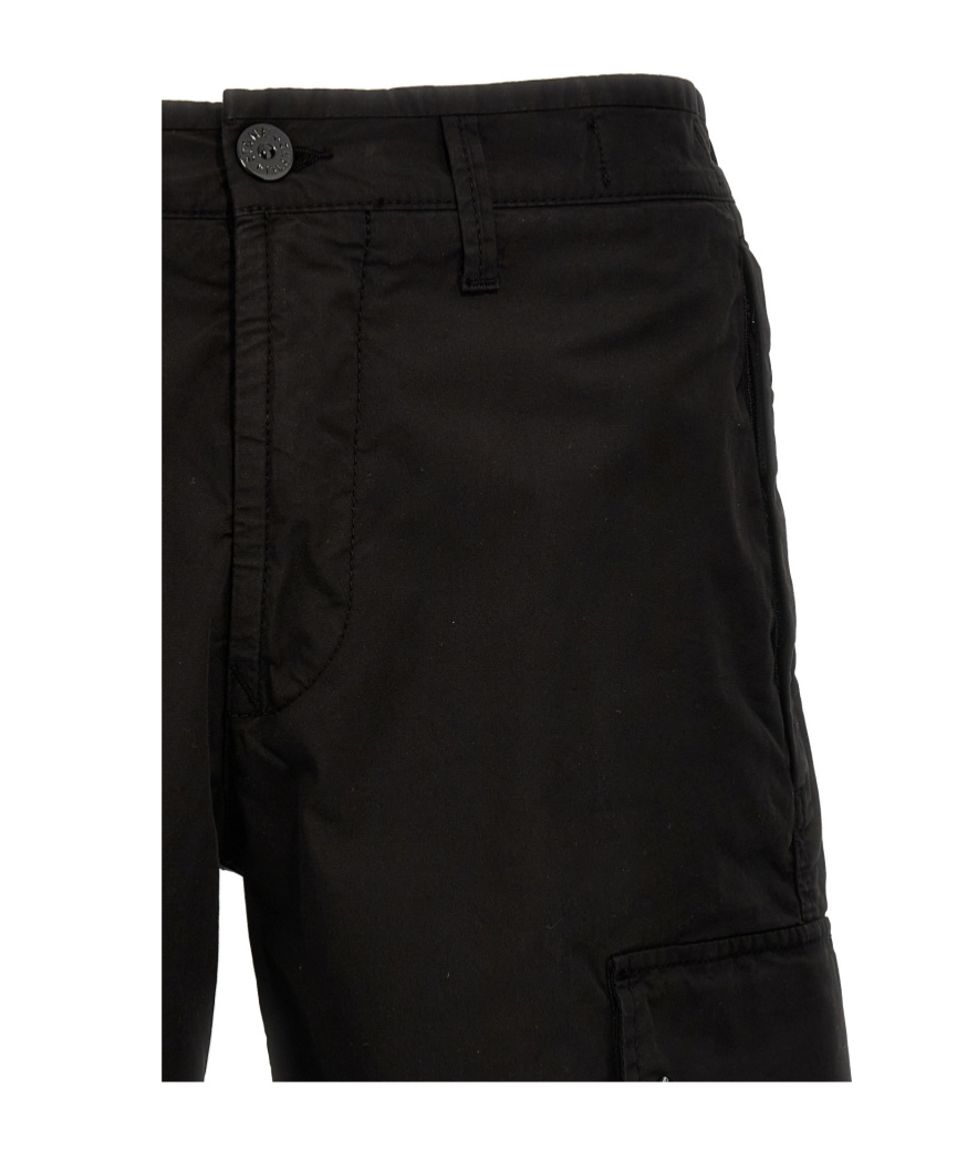 Stone Island Compass Patch Bermuda Shorts In Black