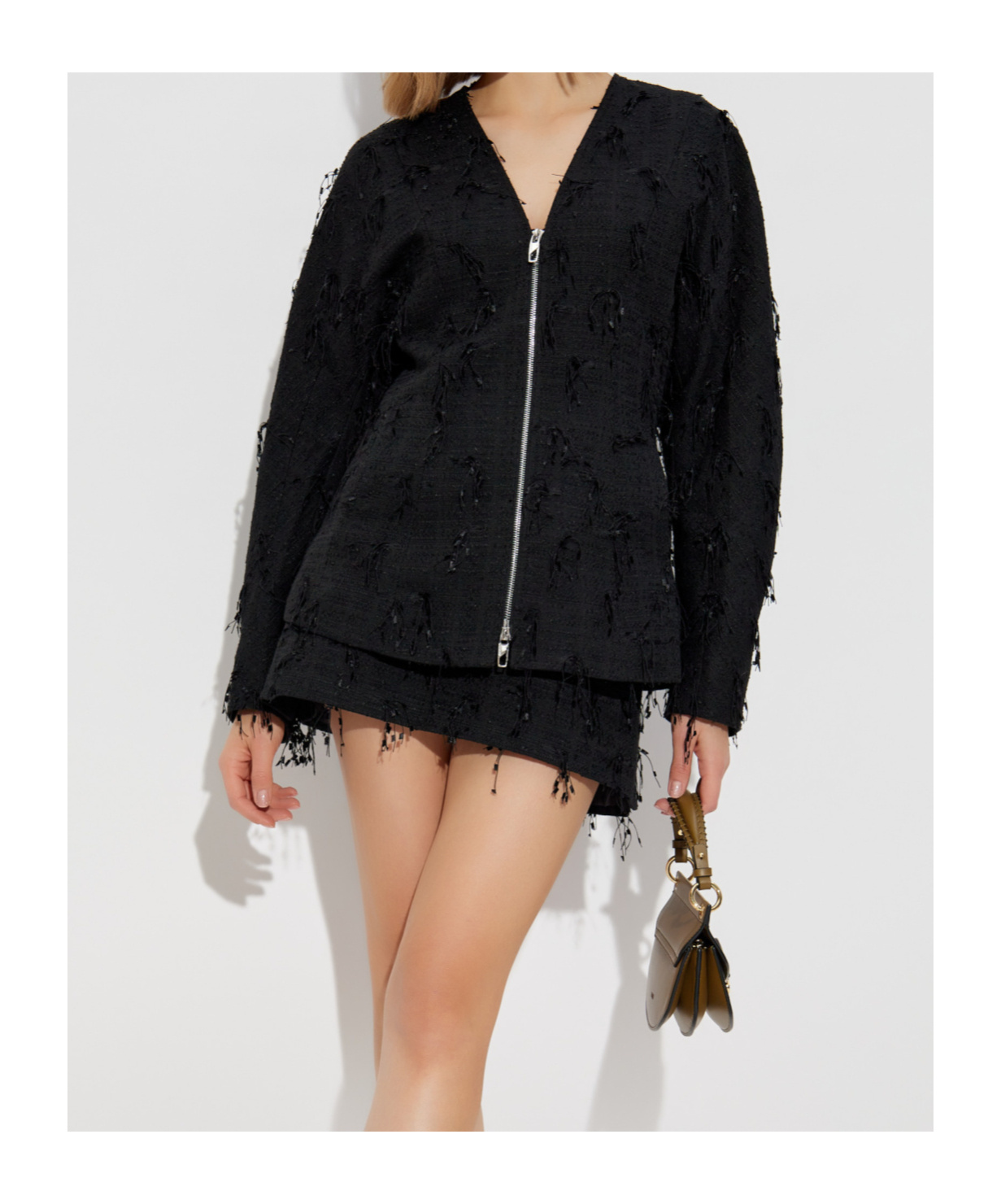 Ganni Long-sleeved Casual Jacket In Black